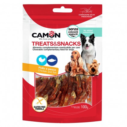 Ласощі для собак м\'ясні Camon рулетики курячі з рибкою, 100 гр, 6-9 см