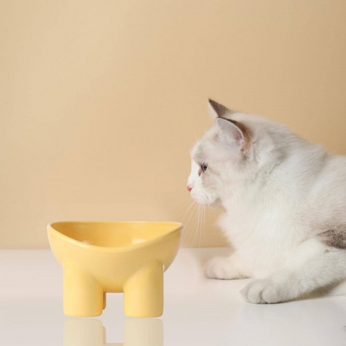 Миска пластиковая для собак и кошек на ножках 14,5*14*10см, желтая