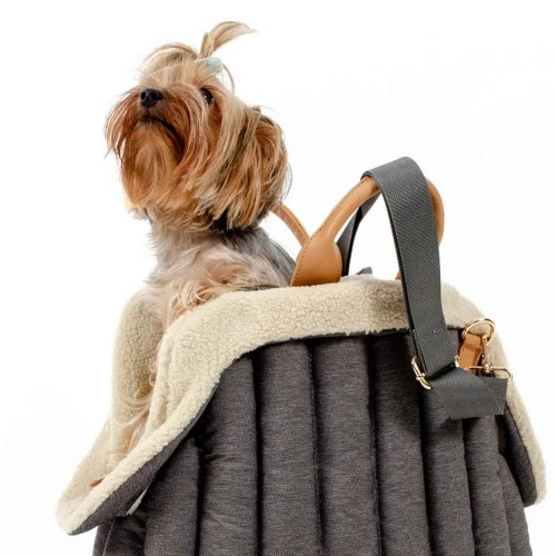 Универсальная сумка-переноска для собак с 3 видами ручек и съемным ЗИМНИМ ЧЕХЛОМ, горизонтальная прошивка,ультралегкая, серая