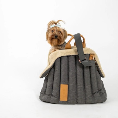 Универсальная сумка-переноска для собак с 3 видами ручек и съемным ЗИМНИМ ЧЕХЛОМ, горизонтальная прошивка,ультралегкая, серая