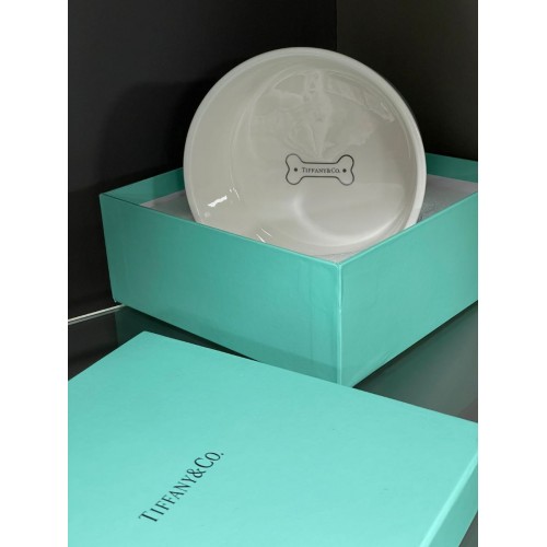 Брендовая керамическая миска для животных собак и котов одинарная Tiffany & Co голубая