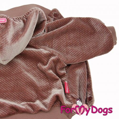 Велюровый комбинезон для собак For My Dogs перламутровый велюр, утепленный, розового цвета