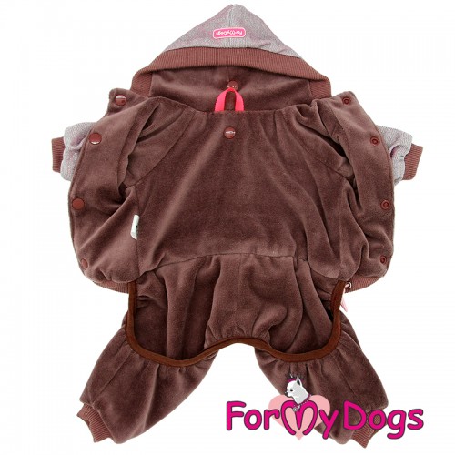 Велюровый комбинезон для собак For My Dogs Блестящий верх, на штанишках камешки, утепленный, розовый