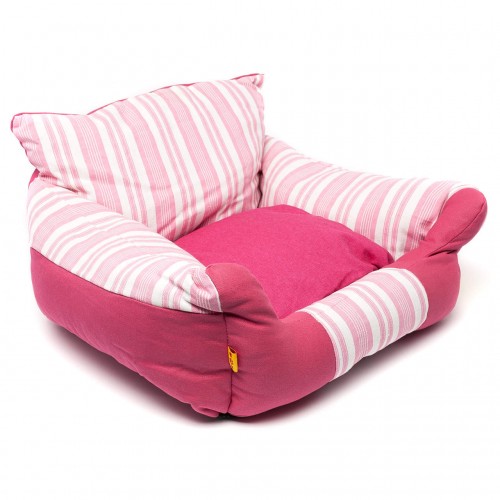 Лежанка джинсовая для собак и кошек Lovable Dog "Stripe bed" розового цвета с полосами