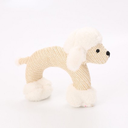 Игрушка для собак Овечка изогнутая твидовая с пищалкой, белая 20см