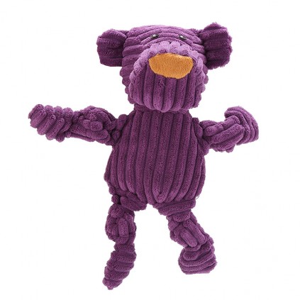 Игрушка для собак Вельветовый Мишка с пищалкой, 29см фиолетовая