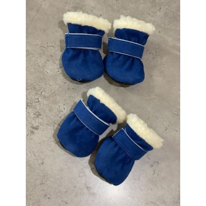 Обувь зимняя для собак Multibrand УГГИ замшевые, на неопреновой подошве, с липучкой синего цвета