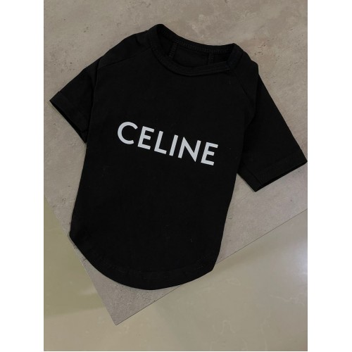 Брендовая футболка для собак и котов Celine черная