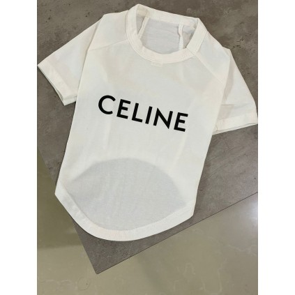 Брендовая футболка для собак и котов Celine белая