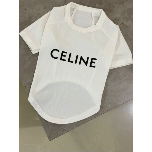 Брендовая футболка для собак и котов Celine белая