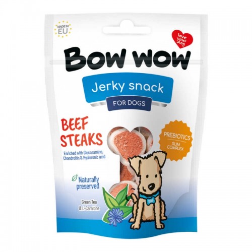 Ласощі для собак "Bow wow" снеки з яловичини у вигляді стейків, 80 г