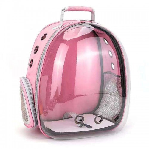 Рюкзак твердая переноска для собак и кошек Panoramic с прозрачным окном иллюминатором, розовый