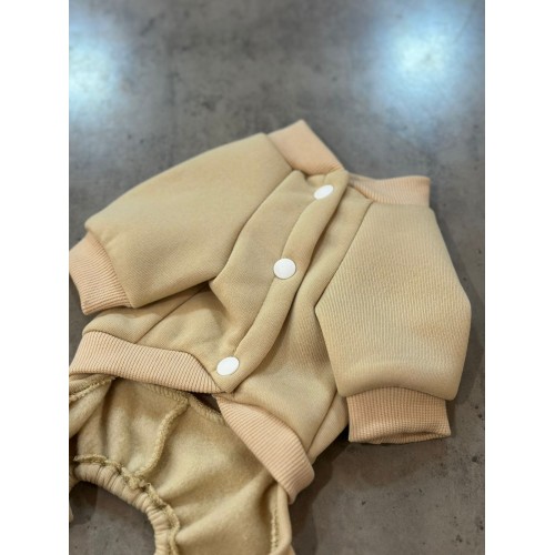 Трикотажний костюм для собак Let\'s go з колечком на спинці під повідець, бежевий