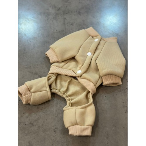 Трикотажний костюм для собак Let\'s go з колечком на спинці під повідець, бежевий