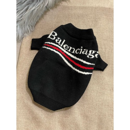 Брендовый свитер для собак BALENCIAGA Волна бело-красная, черный
