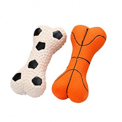 Игрушка для собак Баскетбольная кость латексная с пищалкой, оранжевый 13см