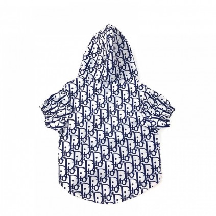 Брендовий дощовик для собак Christian Dior плащ з капюшоном, білий