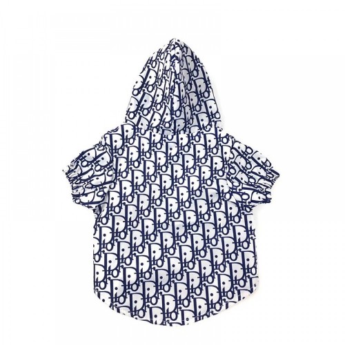 Брендовий дощовик для собак Christian Dior плащ з капюшоном, білий