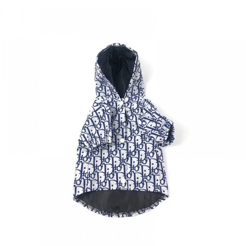 Брендовий дощовик для собак Christian Dior плащ з капюшоном, білий