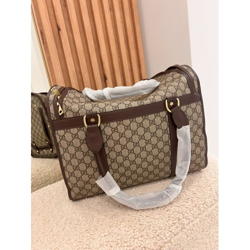 Брендовая сумка-переноска для собак и кошек GUCCI с короткими ручками и железной сеточкой, коричневая , фото 4 Брендовая сумка-переноска для собак и кошек GUCCI с короткими ручками и железной сеточкой, коричневая