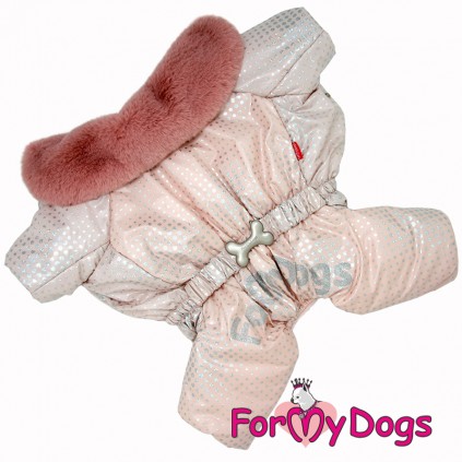 Зимний комбинезон для собак For My Dogs "Горошки" розовый
