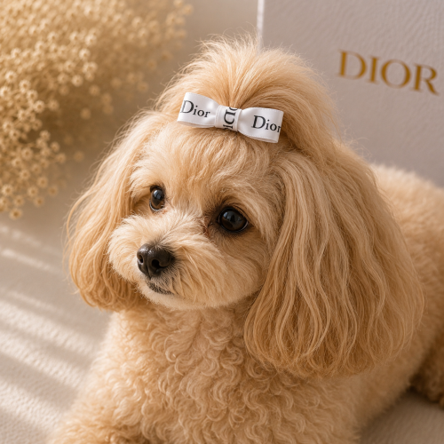 Белая заколка-бант Dior для собак | Стильный аксессуар для груминга и фотосессий | Украшение для длинной шерсти