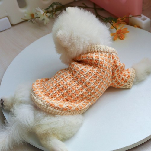 Свитер для собак PetCircle широкая безжевая вязка, оранжевый