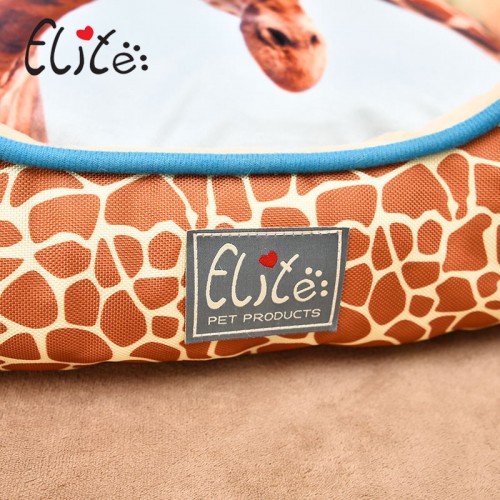 Лежанка для собак та котів Elite з принтом жирафу коричневого кольору