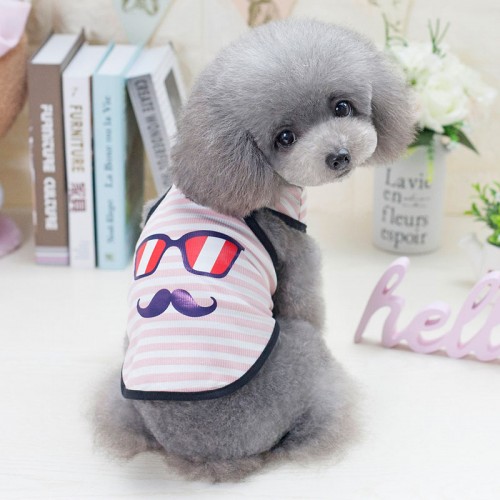 Майка для собак Multibrand "Glasses mustache" розовый