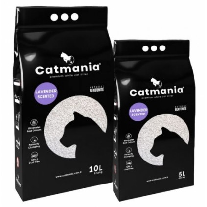 Наполнитель бентонитовый для котов CATMANIA лаванда+фиолетовые гранулы 5л