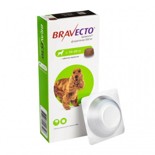 Таблетки BRAVECTO Бравекто от блох и клещей для собак от 10кг до 20кг Таблетки BRAVECTO Бравекто от блох и клещей для собак от 10кг до 20кг