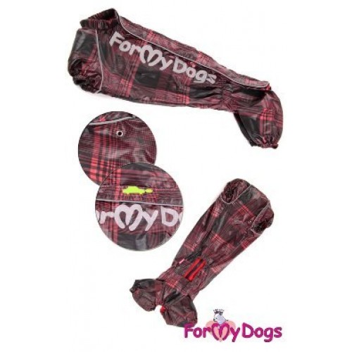 Дождевик для собак For My Dogs "Клеточка" бордовый , фото 3 Дождевик для собак For My Dogs "Клеточка" бордовый