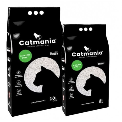 Наполнитель бентонитовый для котов CATMANIA алое вера+зеленые гранулы 10л