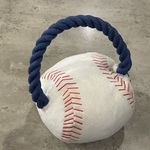 Іграшка для собак Бейсбольний м\'яч плюшевий з канатом FeiPet, білий 20см