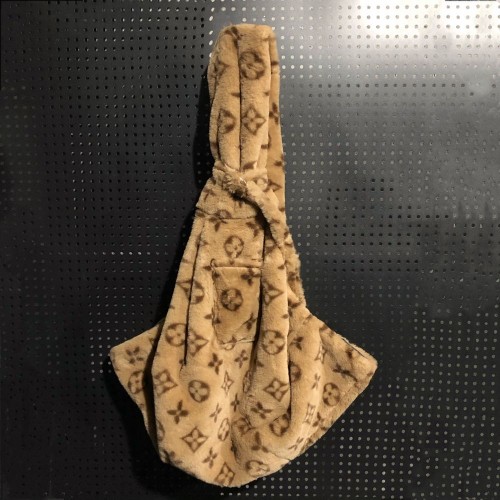 Брендовый слинг-сумка для переноски собак и котов, кенгуру через плечо меховая Louis Vuitton, коричневая