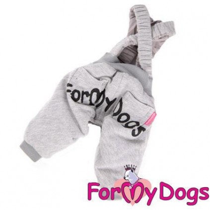 Зимние штаны для собак For My Dogs трикотажные штаны на резинках, с утеплителем,на подтяжках,серый