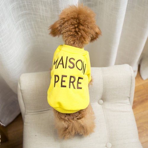Толстовка Family Look для собак та власників з написом Maison Pere, без капюшона, жовтого кольору
