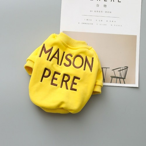 Толстовка Family Look для собак и владельцев с надписью Maison Pere, без капюшона, желтого цвета