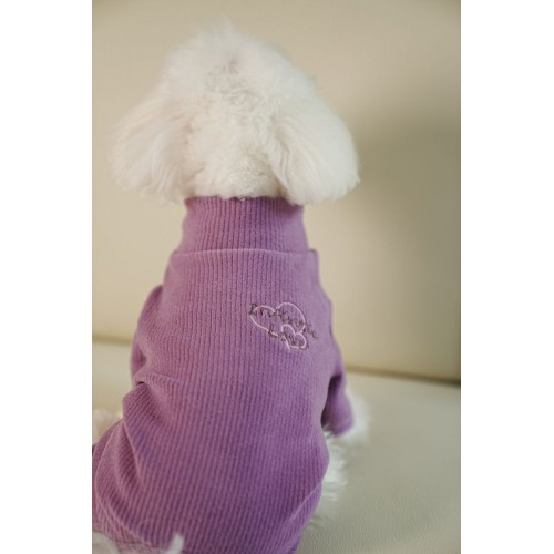 Трикотажний костюм для собак Cheepet Infinite love c серцями на спинці, без гумок навколо лапок, фіолетовий