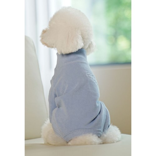 Трикотажный костюм для собак Cheepet Infinite love c сердечками на спинке, без резинок вокруг лапок, голубой