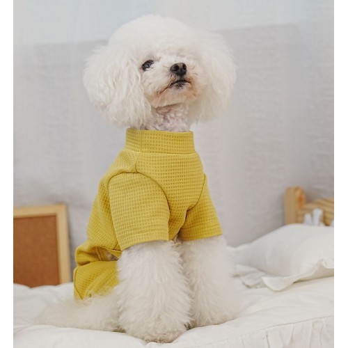 Вафельний костюм для собак Cheepet колекція "Улюблений Сніданок" Яєчко на спинці, без гумок навколо лап, жовтий