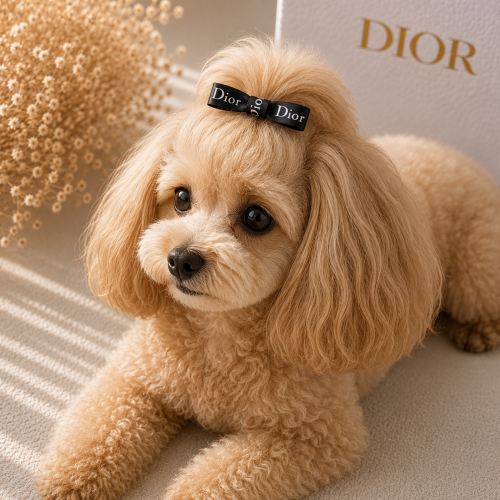 Черная заколка-бант Dior для собак | Элегантный аксессуар для груминга и фотосессий | Украшение для длинной шерсти