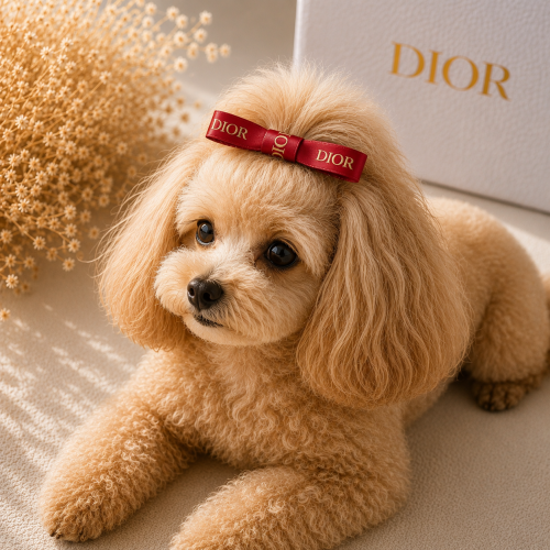 Красная заколка-бант Dior для собак | Элегантный аксессуар для груминга и фотосессий | Украшение для длинной шерсти