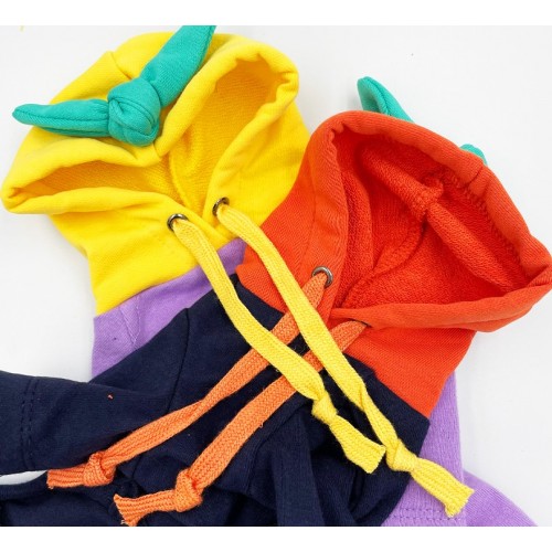 Трикотажный костюм для собак Cheepet Морковка на спинке с капюшоном, синий