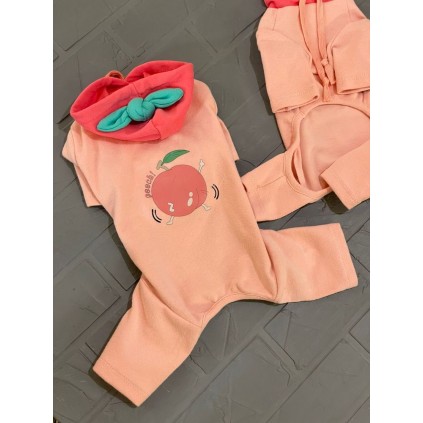 Трикотажний костюм для собак Cheepet Персик на спинці з капюшоном, рожевий