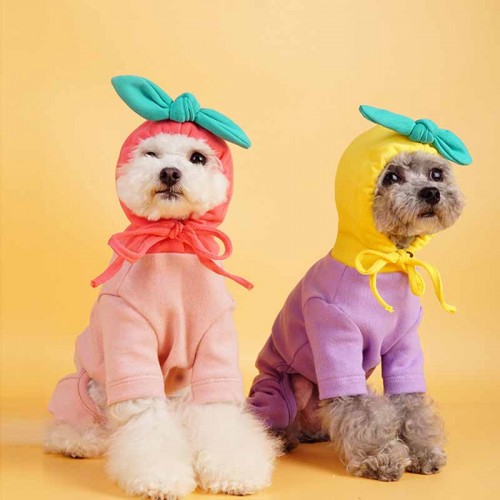 Трикотажный костюм для собак Cheepet Персик на спинке с капюшоном,  розовый