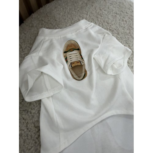 Брендовая футболка для собак Gucci Sandals White | Стильная одежда для питомцев