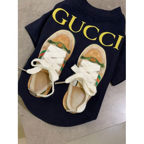 Брендова футболка для собак Gucci кеди зі шнурками, чорна