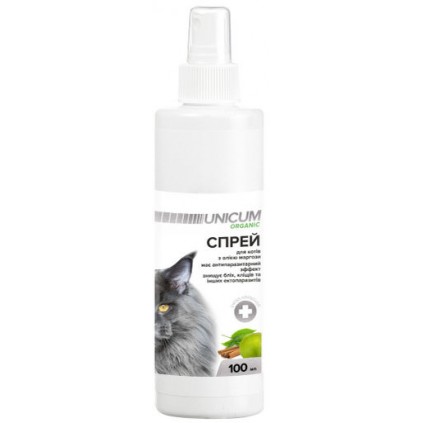 Спрей UNICUM Organic від бліх та кліщів для котів з олією маргози (нім) 100мл