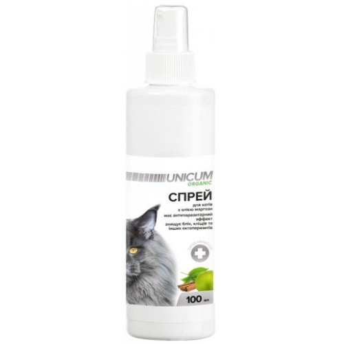 Спрей UNICUM Organic от блох и клещей для котов с маслом маргозы (ним) 100мл